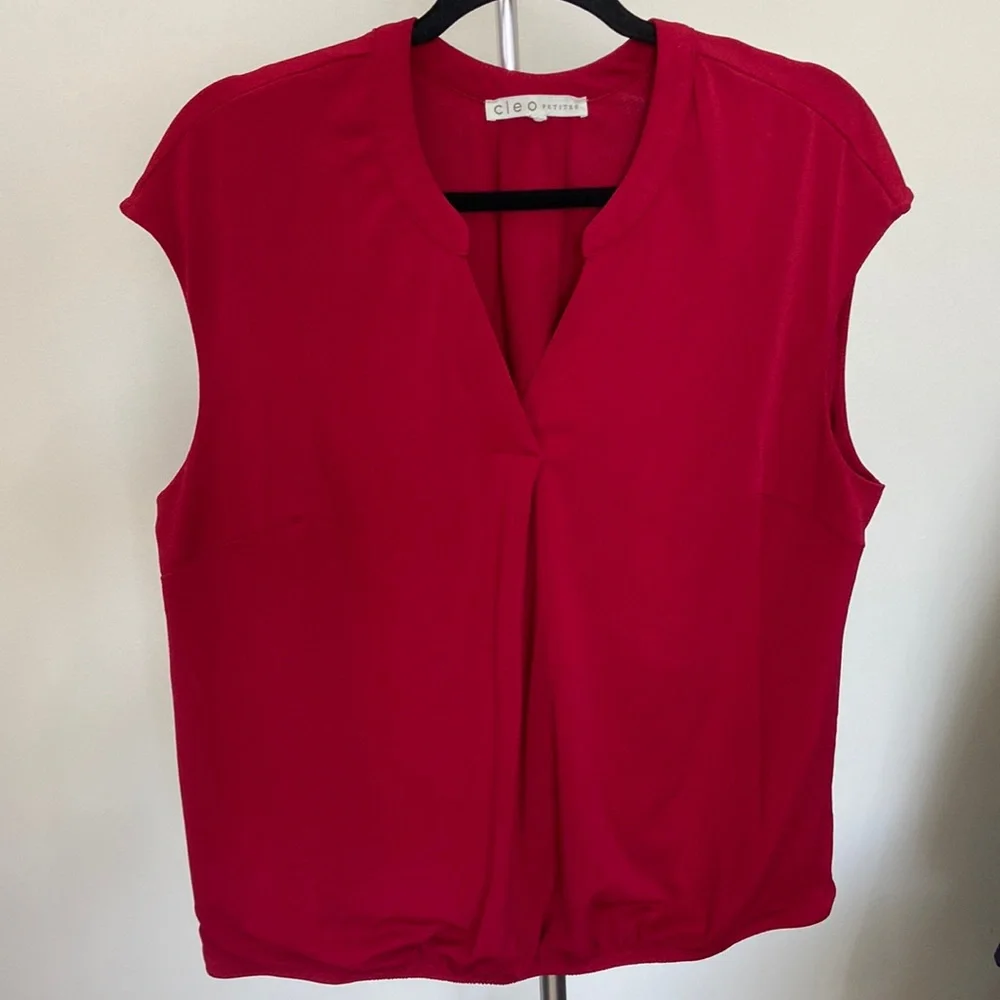 Cleo petites wine colored V neck tank top - Picture 1 of 5